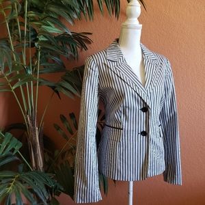 Grace Elements Blazer Stripe Black White Button 12 Cotton Classic